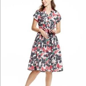 Boden Seatown Shirt Dress Floral Print Linen Cotton Blend Women’s Size 16